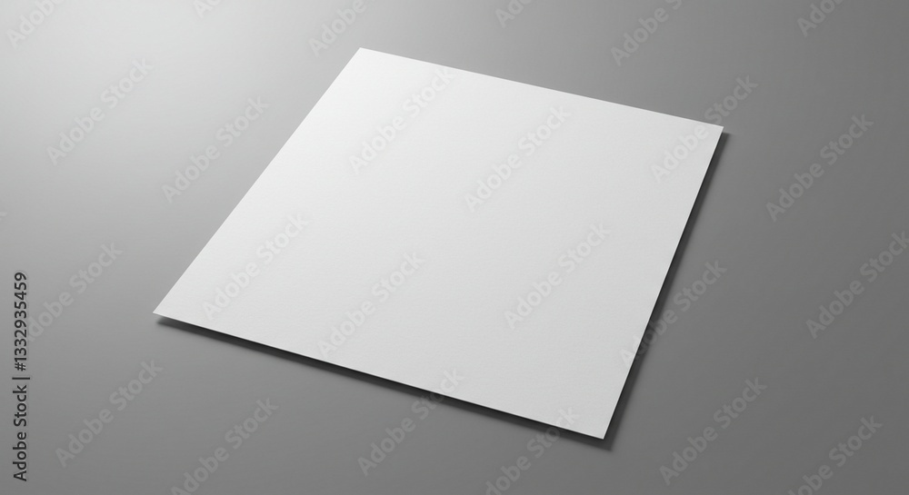 Blank White Square Paper Sheet Mockup on Gray Background Simple Style Blank White Square Paper Sheet Mockup on Gray Background Simple Style
