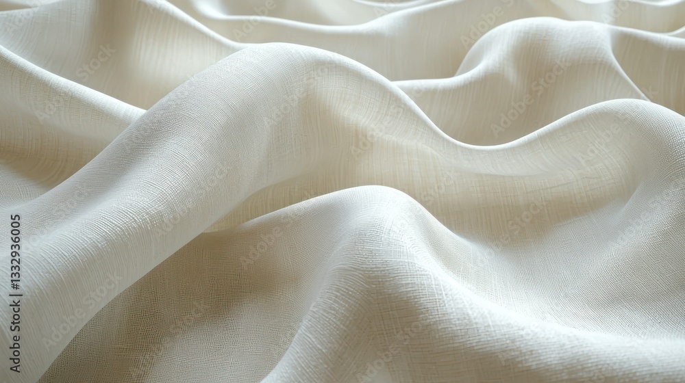 Creamy fabric, rippled and wavy, light flowing material creates a soft, textured scene Creamy fabric, rippled and wavy, light flowing material creates a soft, textured scene