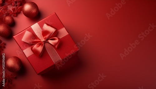 Wallpaper Mural red gift box on red background for christmas or valentine s day Torontodigital.ca