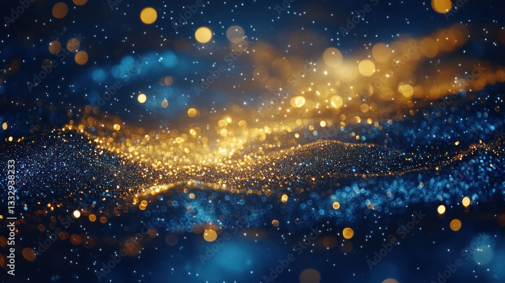 Abstract Golden and Blue Glitter Waves: A Celestial Dance of Light and Color Abstract Golden and Blue Glitter Waves: A Celestial Dance of Light and Color