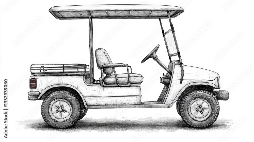 Fototapeta premium A depiction of a golf cart emphasizing its design and features