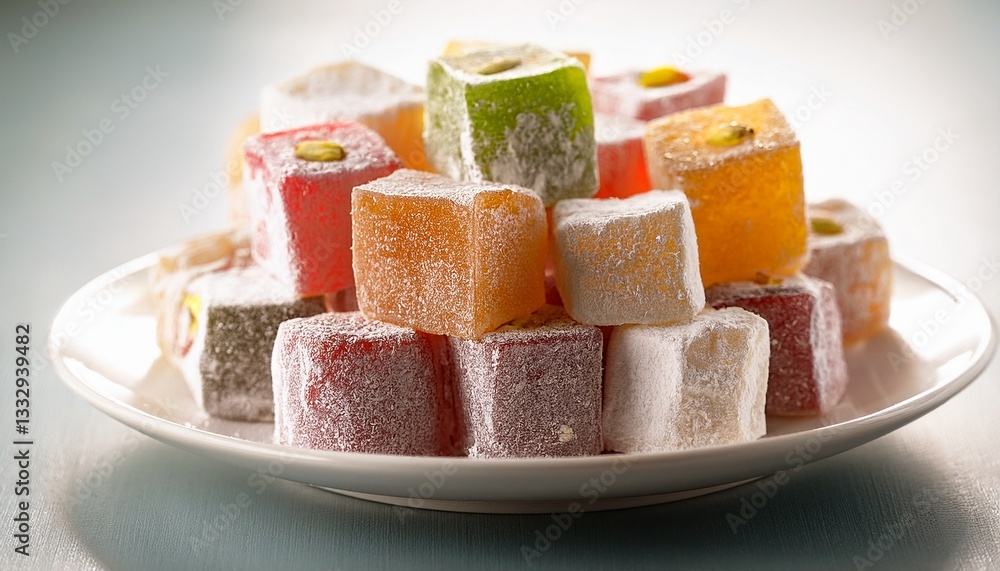 Fototapeta premium turkish delight or lokum on a white plate
