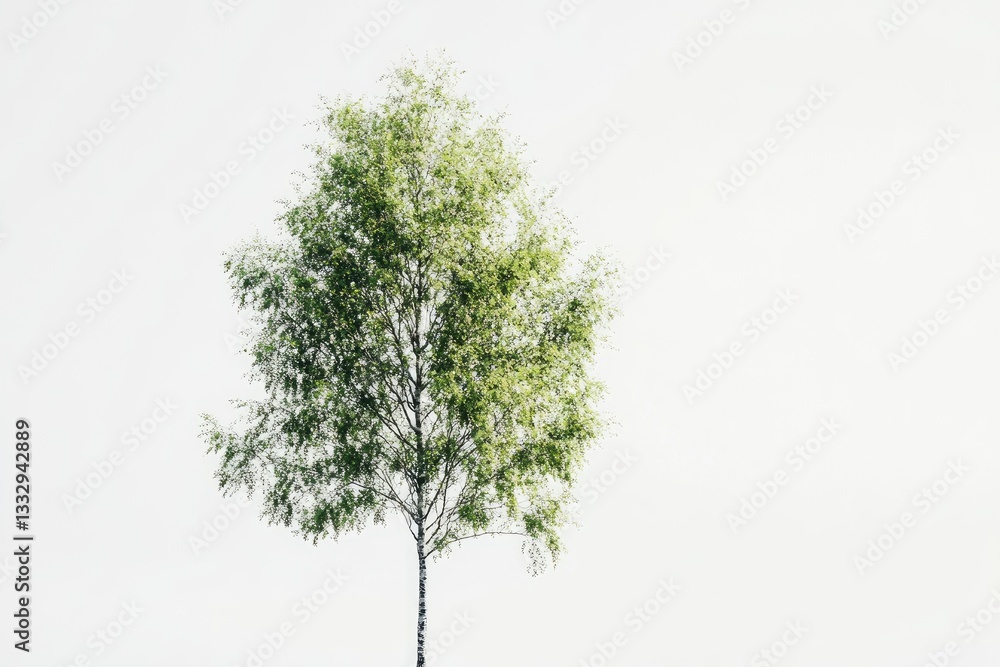 Fototapeta premium Isolated birch tree against a white sky