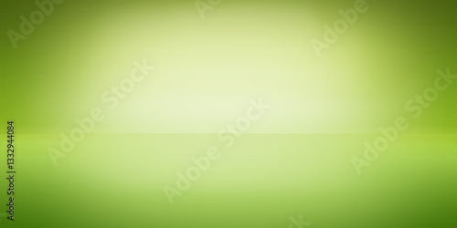 Studio wall and floor background, 3D scene of soft green gradient, room with sweet and fresh wallpaper, diffused light beam.