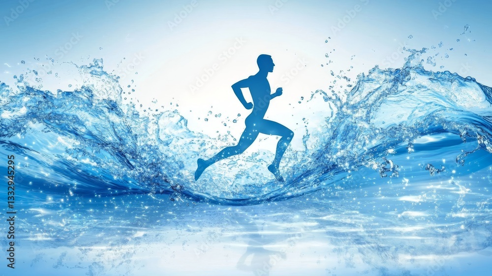 The silhouette of a runner, accompanied by flowing lines that convey a sense of speed or motion The silhouette of a runner, accompanied by flowing lines that convey a sense of speed or motion