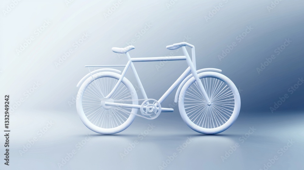 Fototapeta premium Minimalist White Bicycle Design on Gradient Background Ideal for EcoFriendly Transportation