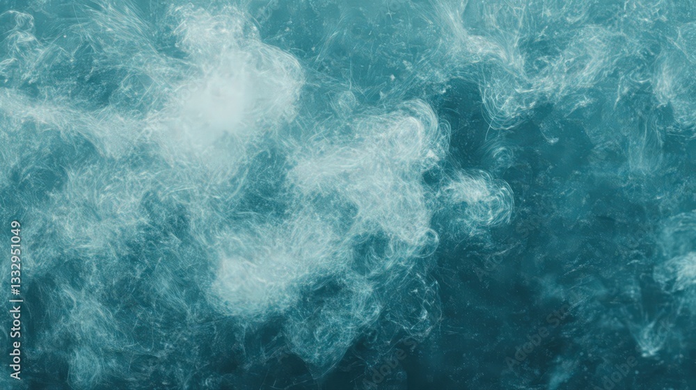 Fototapeta premium Abstract Teal and White Textured Background with Swirling Clouds