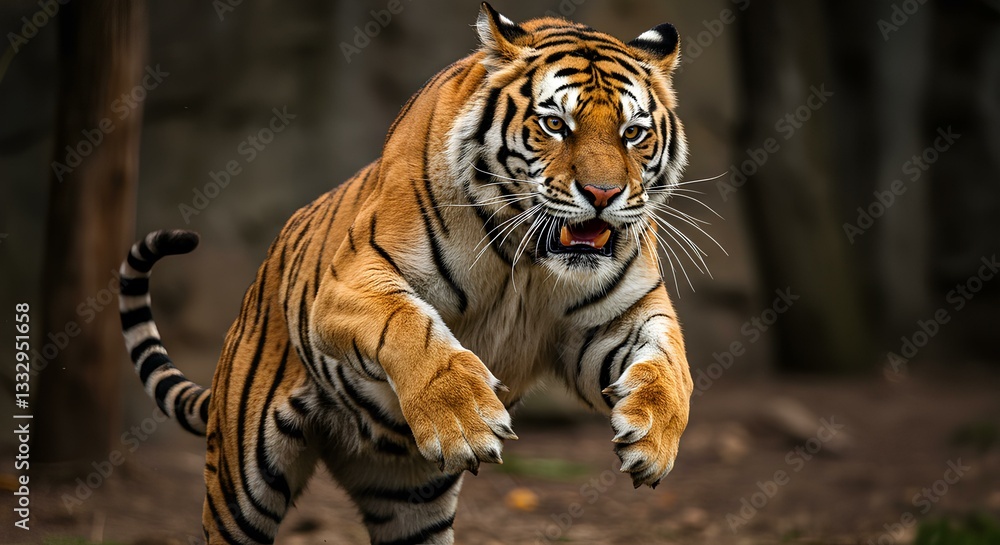 Fototapeta premium Charging tiger, Generate AI