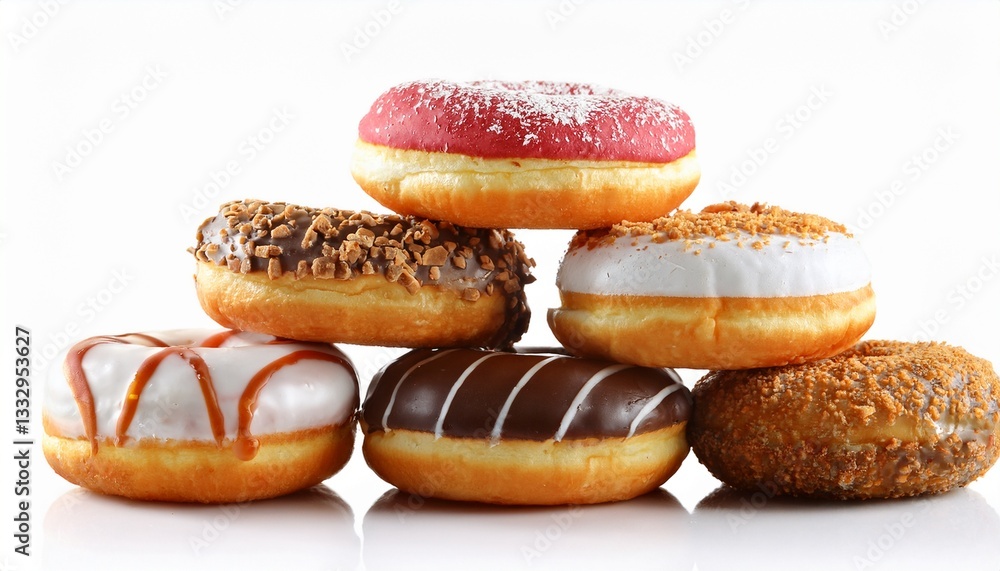 stack of assorted donuts on white background stack of assorted donuts on white background