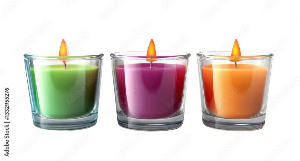 Set of candle in glass holder isolated on transparent background. Set of candle in glass holder isolated on transparent background.