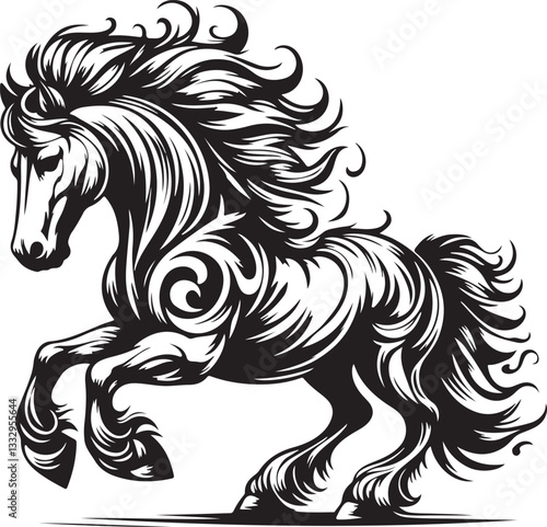 Wild Horse Stampede White Background