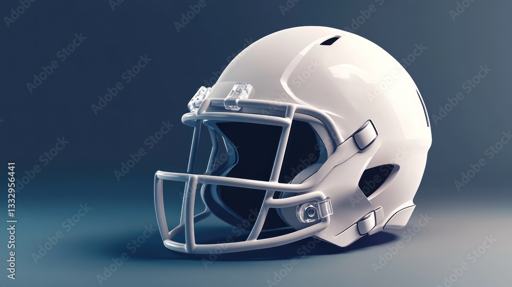Fototapeta premium White Football Helmet with Protective Face Guard on Gradient Background