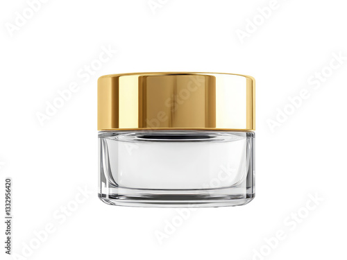 cosmetic container with gold lid isolated on transparent background.