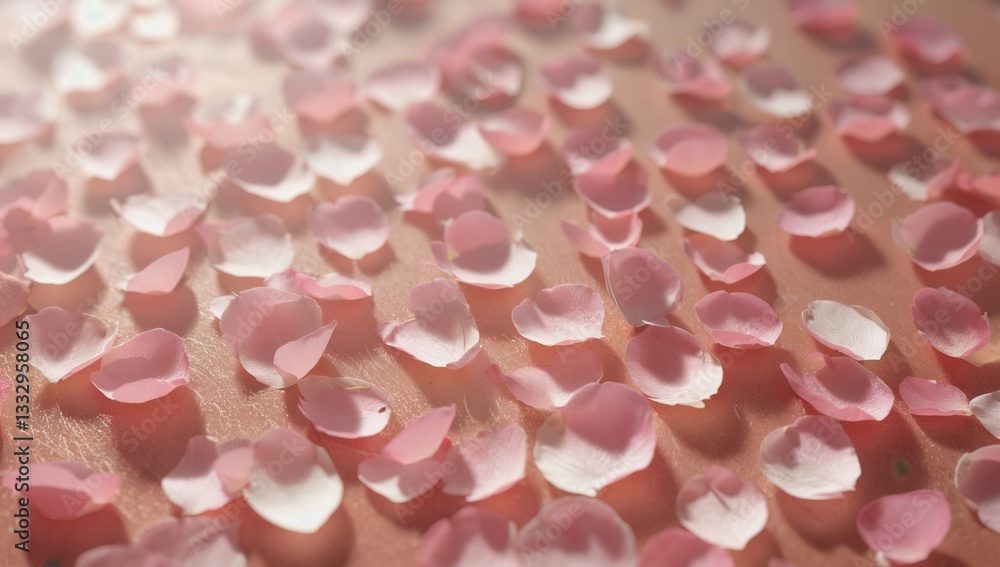 Obraz premium Closeup of pink and white rose petals elegantly on a table