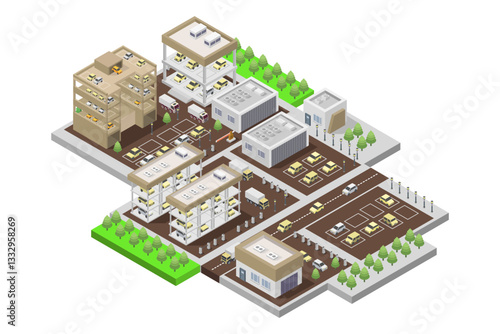 Isometric multi-storey car park