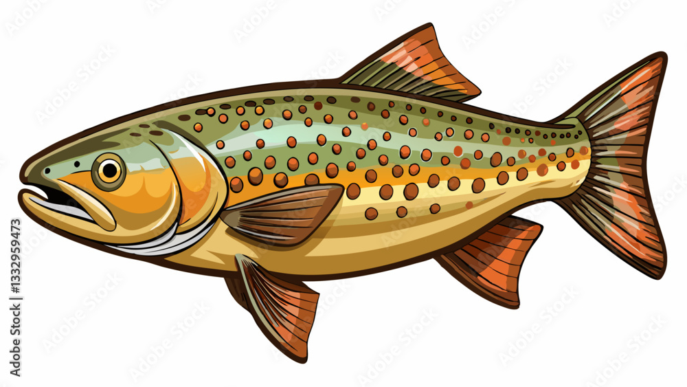 Fototapeta premium Dolly Varden trout isolated on a white background