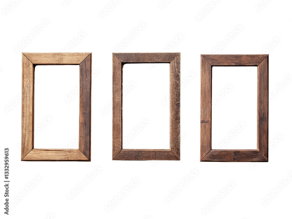 Set of wooden frame isolated on transparent background. Set of wooden frame isolated on transparent background.