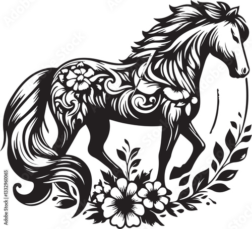 Wild Horse Stampede White Background