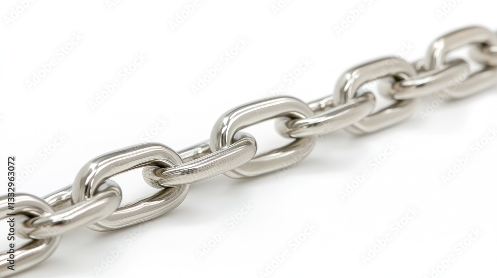 Close-up of a shiny silver chain on a white background. Close-up of a shiny silver chain on a white background.