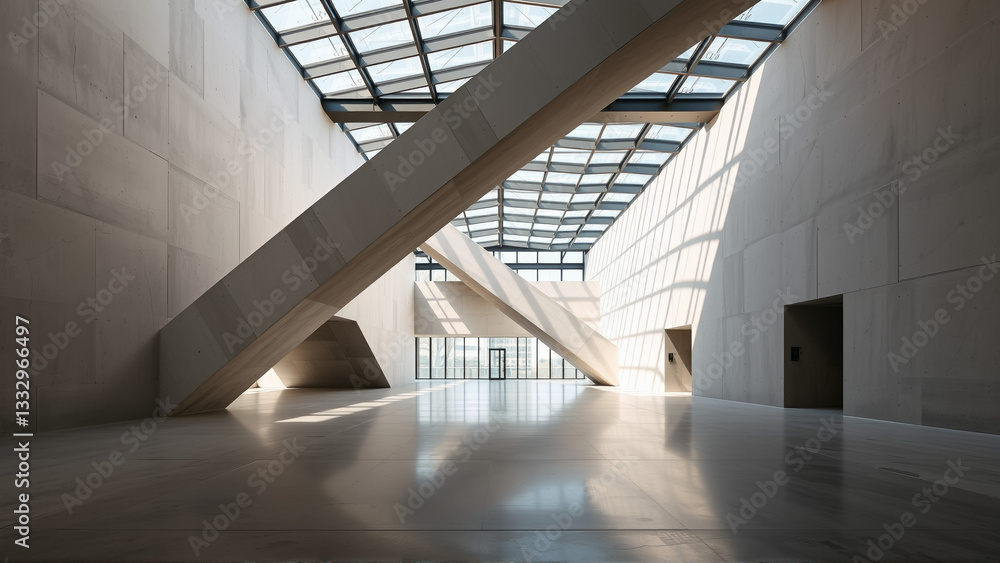 Obraz premium Empty spacious room with concrete walls