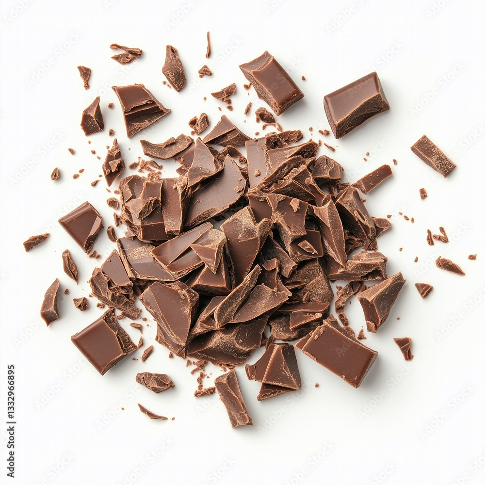 Fototapeta premium chocolate bar pieces, Isolated on white Background.