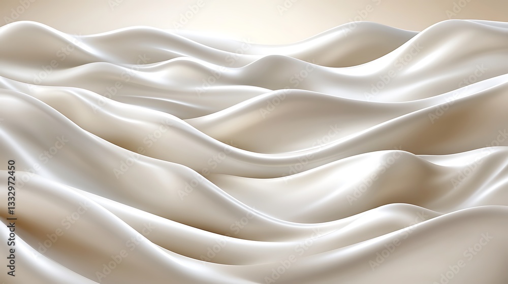 Fototapeta premium Elegant white fabric gently flowing in smooth undulating waves