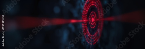 Obraz na płótnie This striking image showcases a digital target with concentric red circles, symbolizing focus and precision in various modern contexts such as technology and aim. w salonie