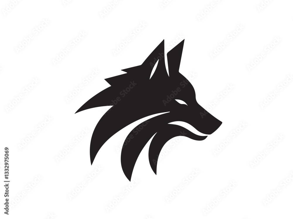 Obraz premium Wolf vector logo. Black wolf head silhouette. Wolf head logo design. Wolf Head vector silhouette logo style art design illustration. 