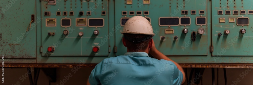 An engineer is intently focused on operating machinery in an industrial control room, showcasing the importance of technical skills and decision-making in high-stakes situations.