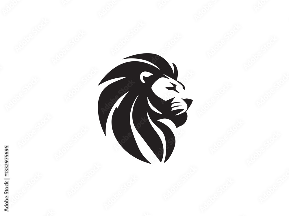 Fototapeta premium Lion silhouette. Lion head silhouette isolated on white background. Lion logo. Vector logo design.