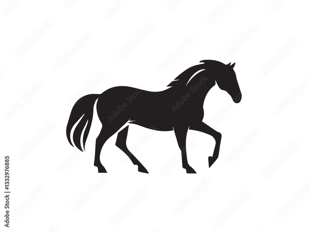 Horse silhouette. Black horse silhouette isolated on white background. Horse vector design.