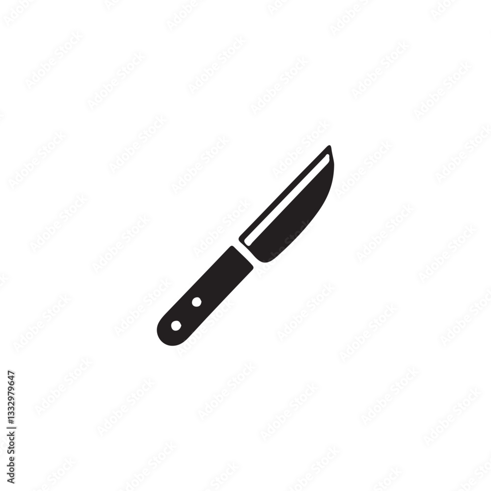 Simple Vector Illustration of a Kitchen Knife.This is a solid black, simple vector graphic of a kitchen knife. Simple Vector Illustration of a Kitchen Knife.This is a solid black, simple vector graphic of a kitchen knife.