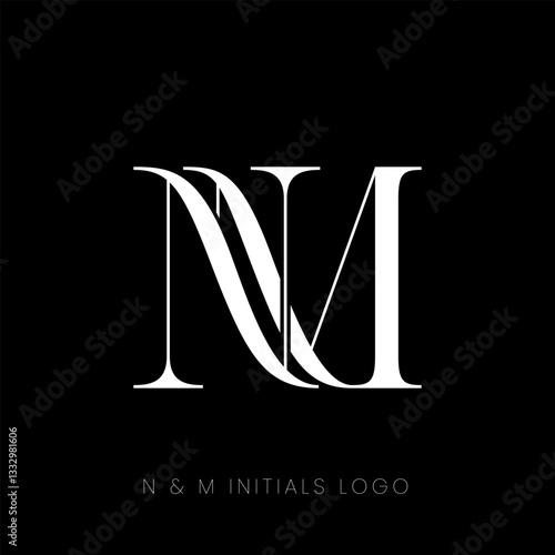 N & M initials logo vector. NM logo. NM monogram for wedding