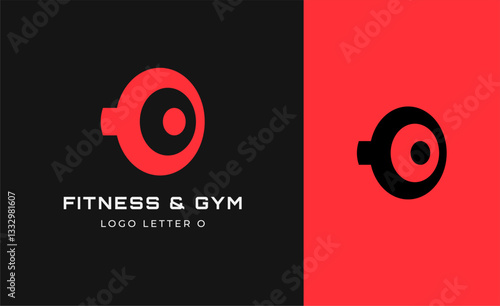 Logo Fitness letter O with Gym equipment concept. Dumbble, bumble, kettlebell concept. Fitness, health, body builder logo design template.