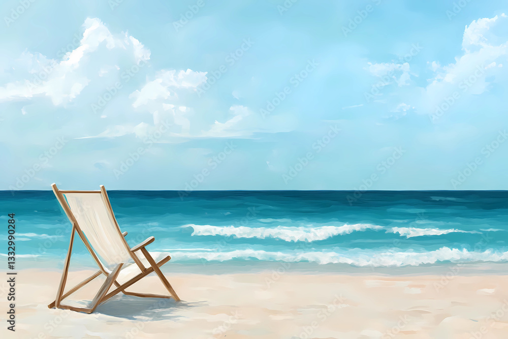 Deck chair promises restful moments by sandy shoreline, offering serene relaxation and coastal comfort outdoors Deck chair promises restful moments by sandy shoreline, offering serene relaxation and coastal comfort outdoors