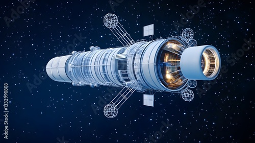 A space elevator blueprint connecting Earth's surface to an orbital docking station with structural integrity analysis.