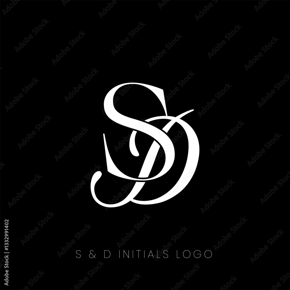 S & D initials logo vector. SD logo. SD monogram for wedding S & D initials logo vector. SD logo. SD monogram for wedding