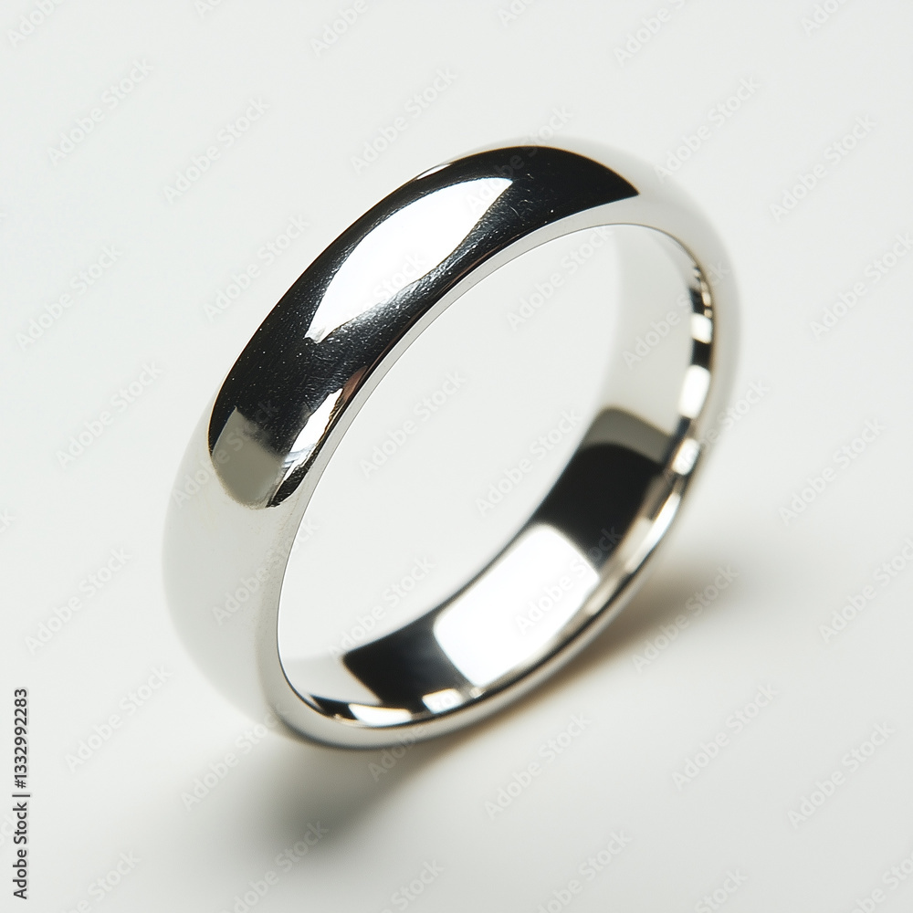 High-quality close-up of a silver ring with reflective surface showcasing exquisite craftsmanship and modern luxury High-quality close-up of a silver ring with reflective surface showcasing exquisite craftsmanship and modern luxury