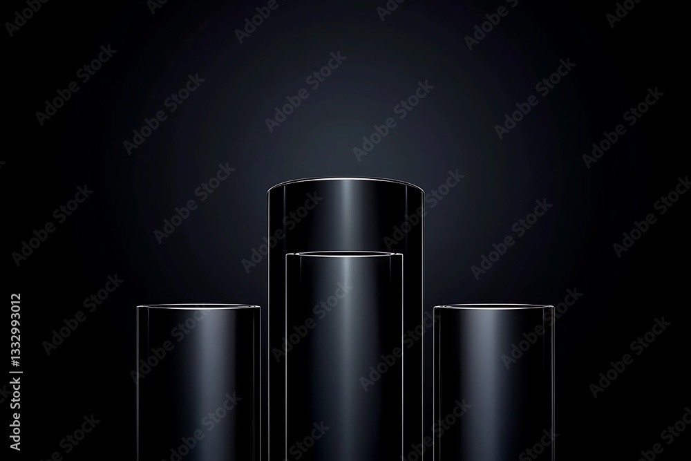 Sophisticated Black Cylinders Display Sophisticated Black Cylinders Display