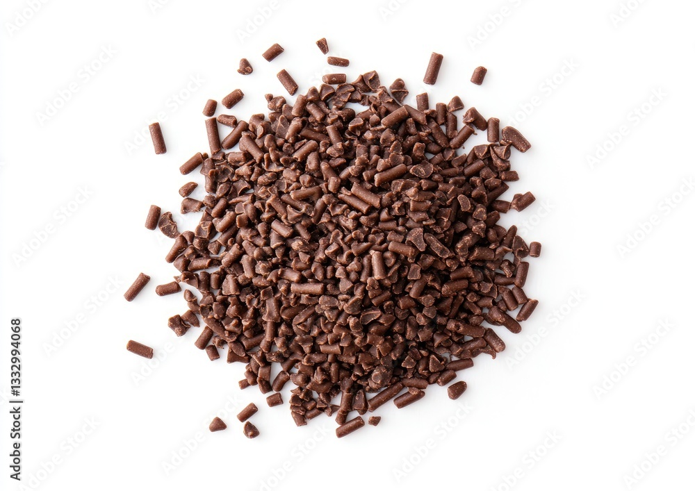 Pile of chocolate sprinkles on white background Pile of chocolate sprinkles on white background
