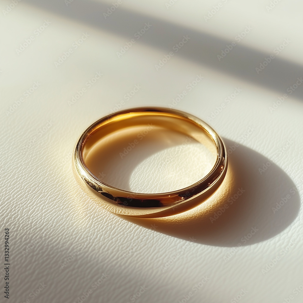 Elegant gold ring with a high-polish finish gracefully positioned on a refined luxurious display surface Elegant gold ring with a high-polish finish gracefully positioned on a refined luxurious display surface