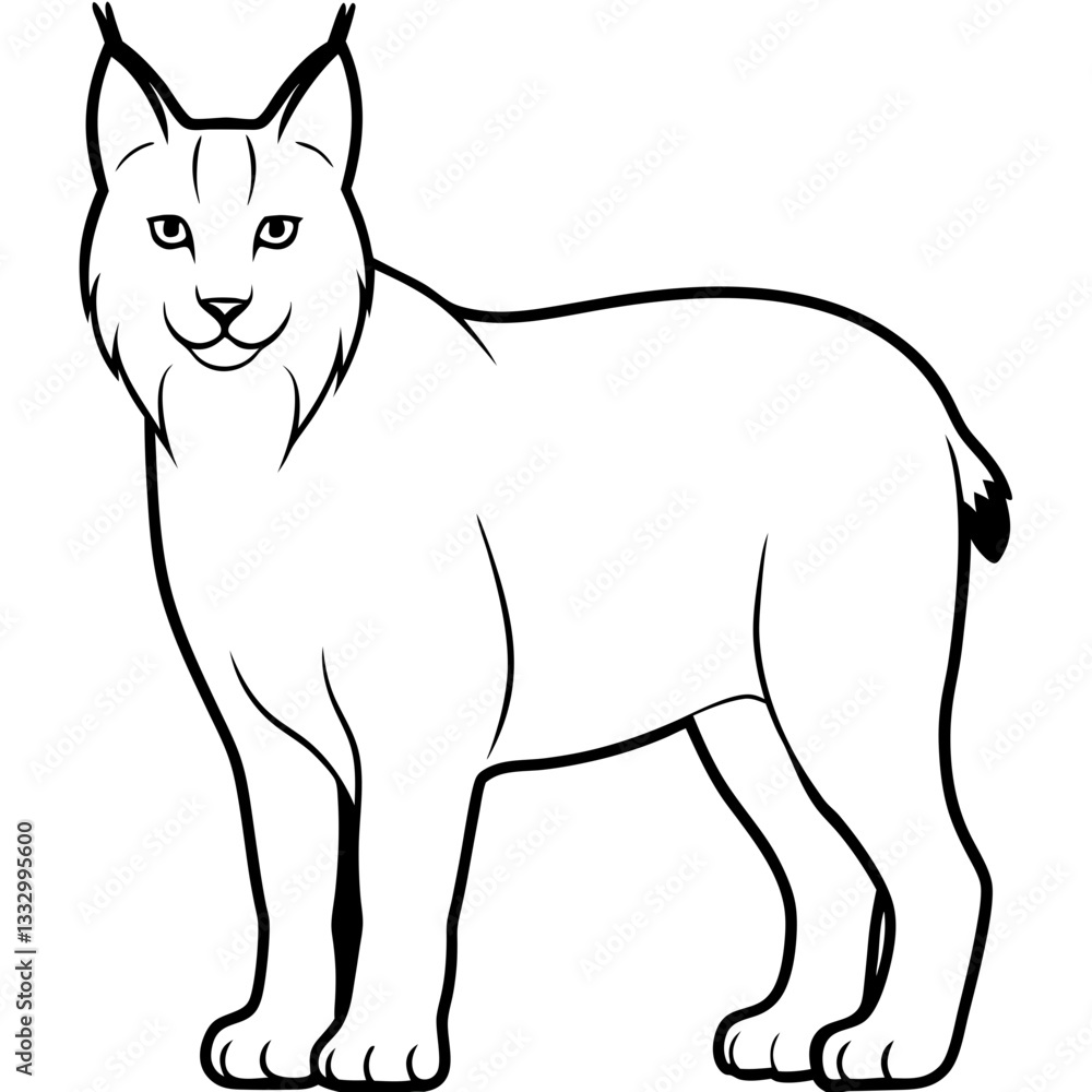 a black and white illustration of a majestic Lynx standing in a proud pose a black and white illustration of a majestic Lynx standing in a proud pose