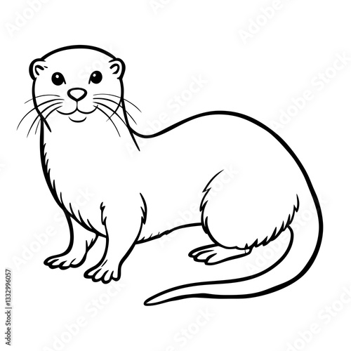 a friendly otter sketch, standing and smiling, depicted in a playful illustration