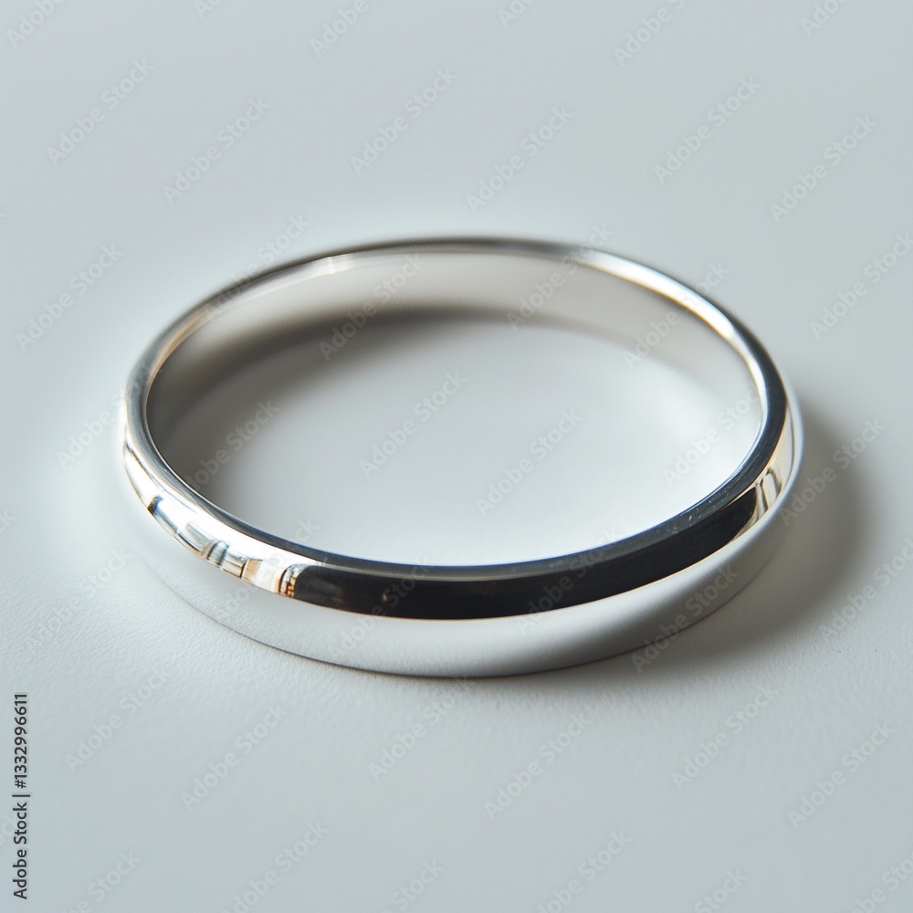 Minimalist Simple Silver Band Showcasing Polished Look and Gentle Elegance for Refined Stock Photography Usage Minimalist Simple Silver Band Showcasing Polished Look and Gentle Elegance for Refined Stock Photography Usage