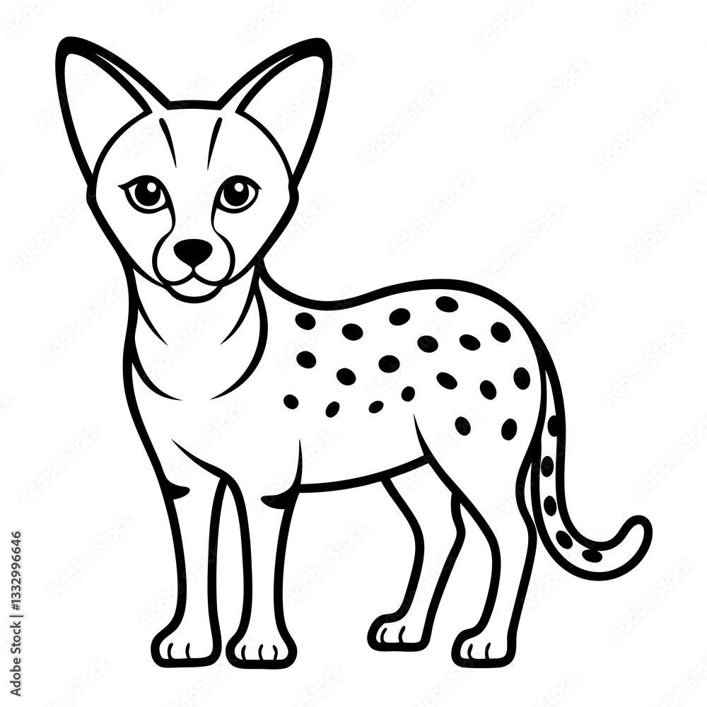 A stylized illustration of a cheetah, outlined in black and white, standing with a curious expression. The cheetah's body features spots characteristic of the species. A stylized illustration of a cheetah, outlined in black and white, standing with a curious expression. The cheetah's body features spots characteristic of the species.