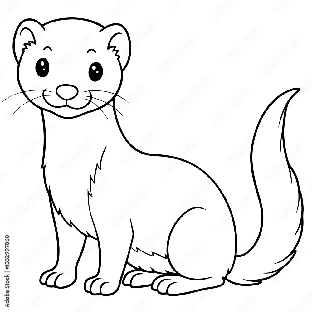 a cute illustration of a stoat with big eyes vector illustration a cute illustration of a stoat with big eyes vector illustration