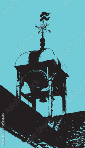 Belltower with domed turret silhouette