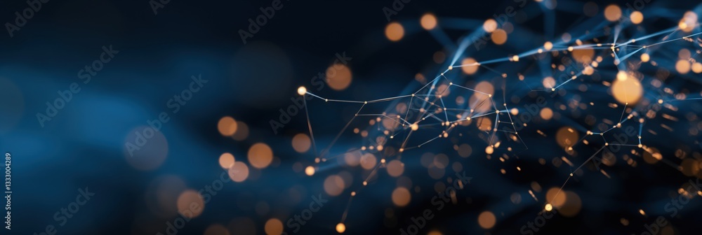 A stunning visualization of abstract interconnected networks lit with soft glowing nodes, depicting the complexity of digital connections and modern technology concepts.