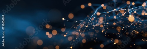 Obraz na płótnie A stunning visualization of abstract interconnected networks lit with soft glowing nodes, depicting the complexity of digital connections and modern technology concepts. w salonie
