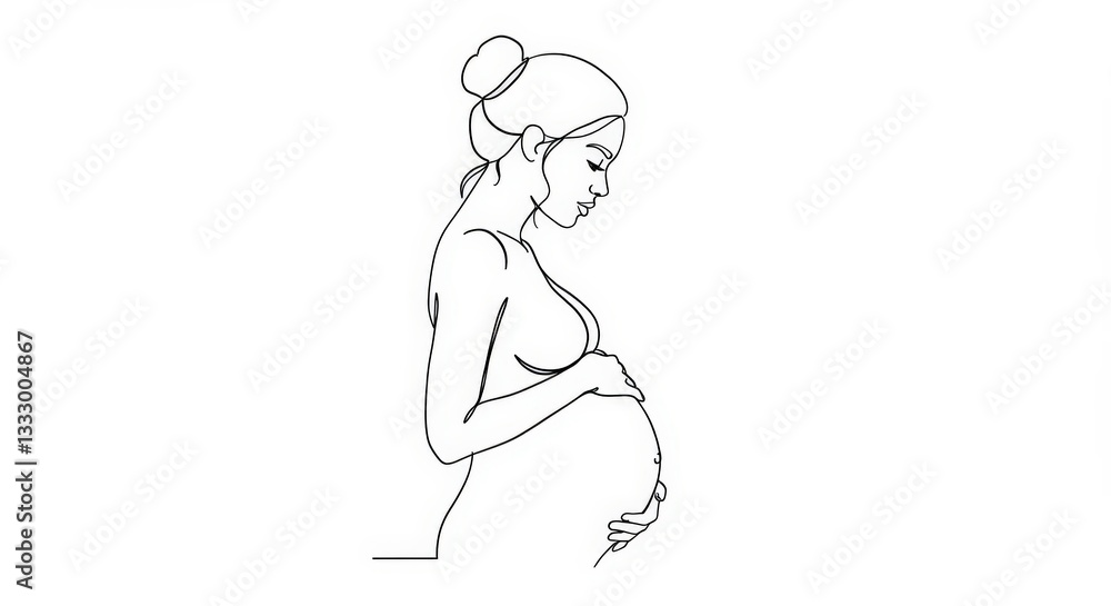 Line drawing of a pregnant woman. Line drawing of a pregnant woman.